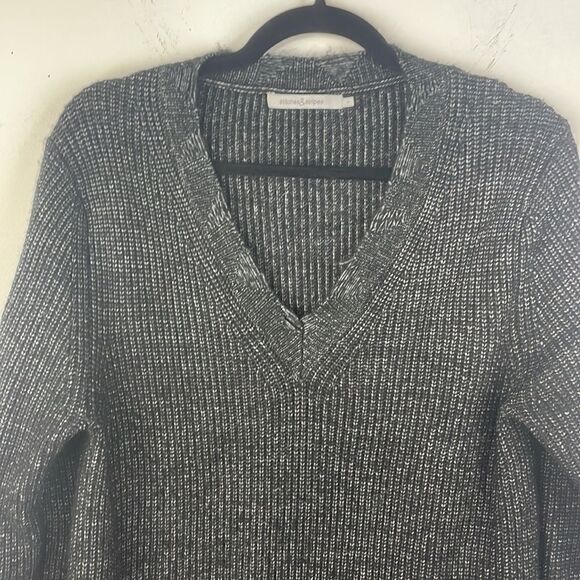 Stitches and Stripes Evereve Womens Sz L Black Sloane Destructed Tunic Sweater - Picture 5 of 13